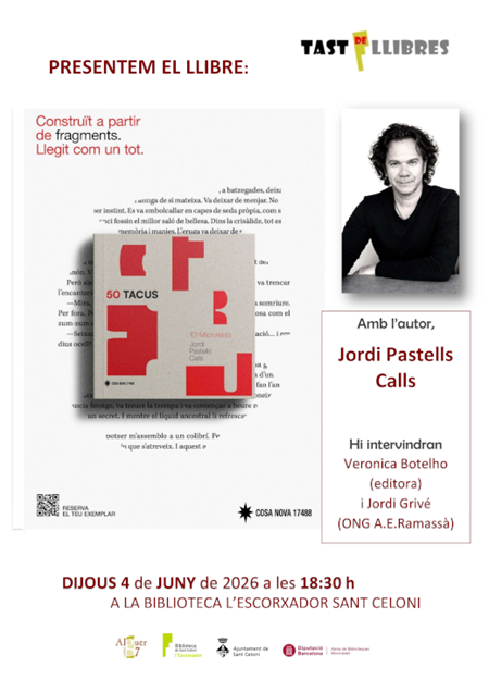Presentació del llibre 50 Tacus, amb l'autor, Jordi Pastells Calls a la Biblioteca Tast de llibres | 