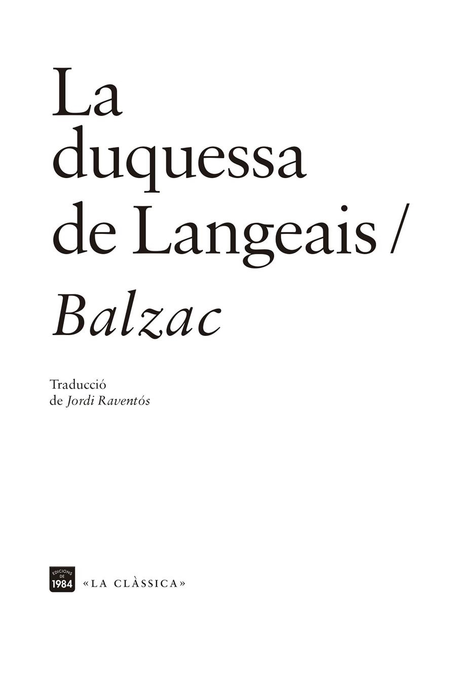DUQUESSA DE LANGEAIS | 9788418858161 | BALZAC, HONORÉ DE
